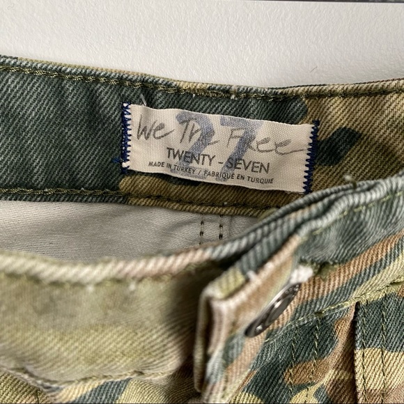 SOLD!!!!!Free People Remy Camo Cropped Pants Denim Green 27 - Picture 4 of 7